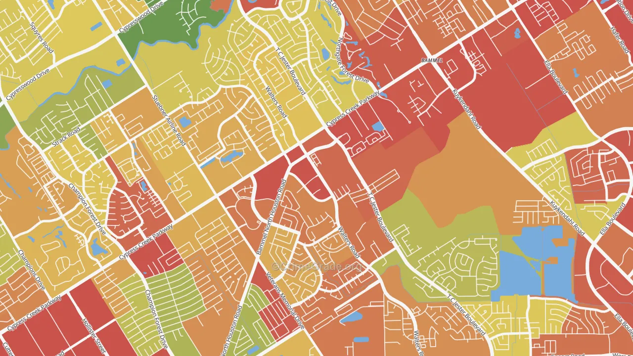 Cornerstone Village North, Houston, TX Map of Robbery Rates