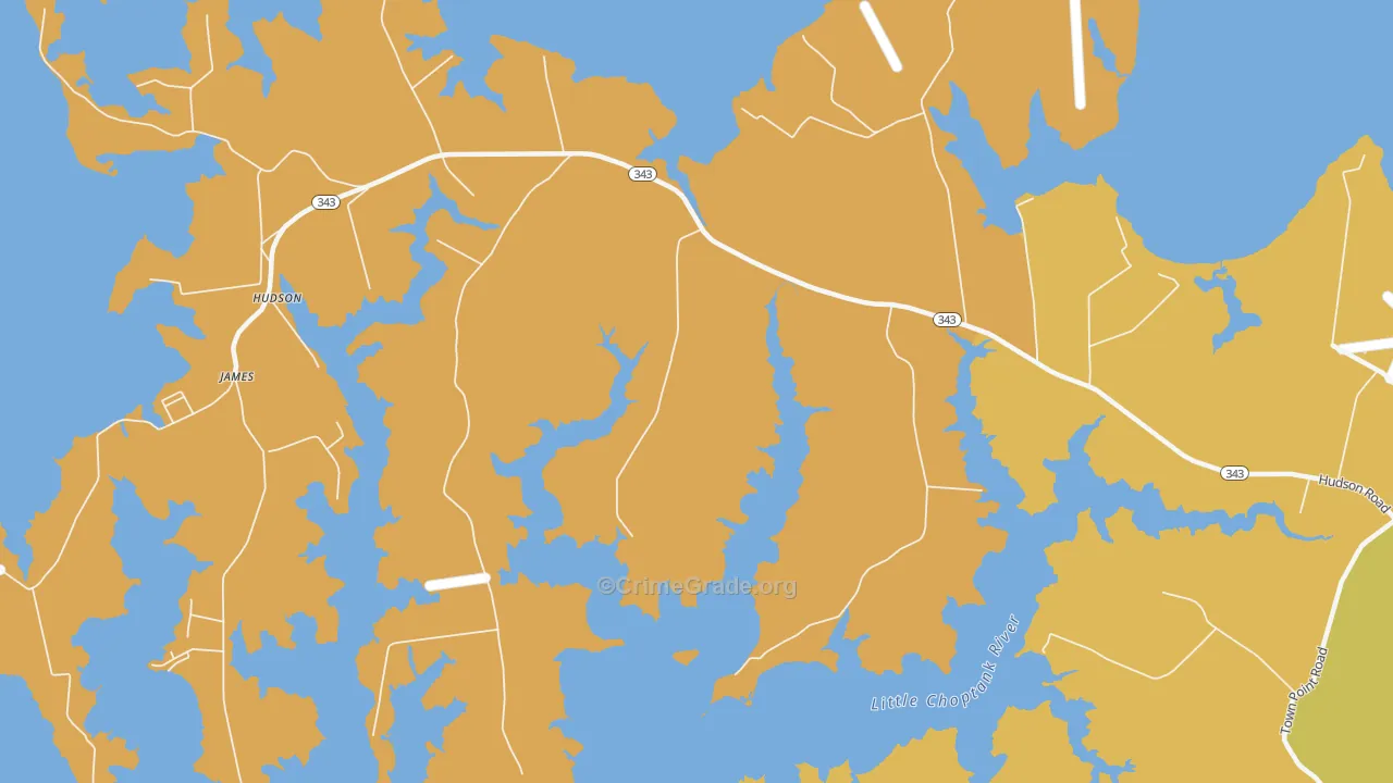 Cornersville, MD Map of Robbery Rates