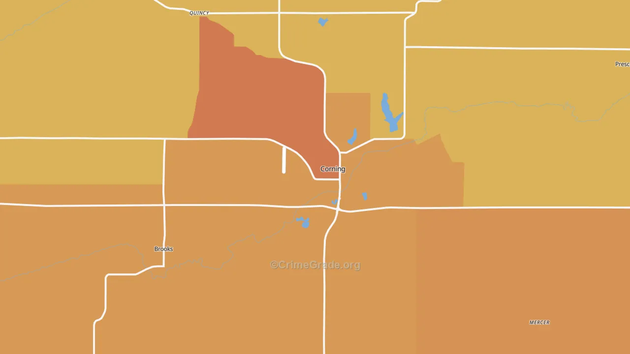 Corning, IA Map of Robbery Rates