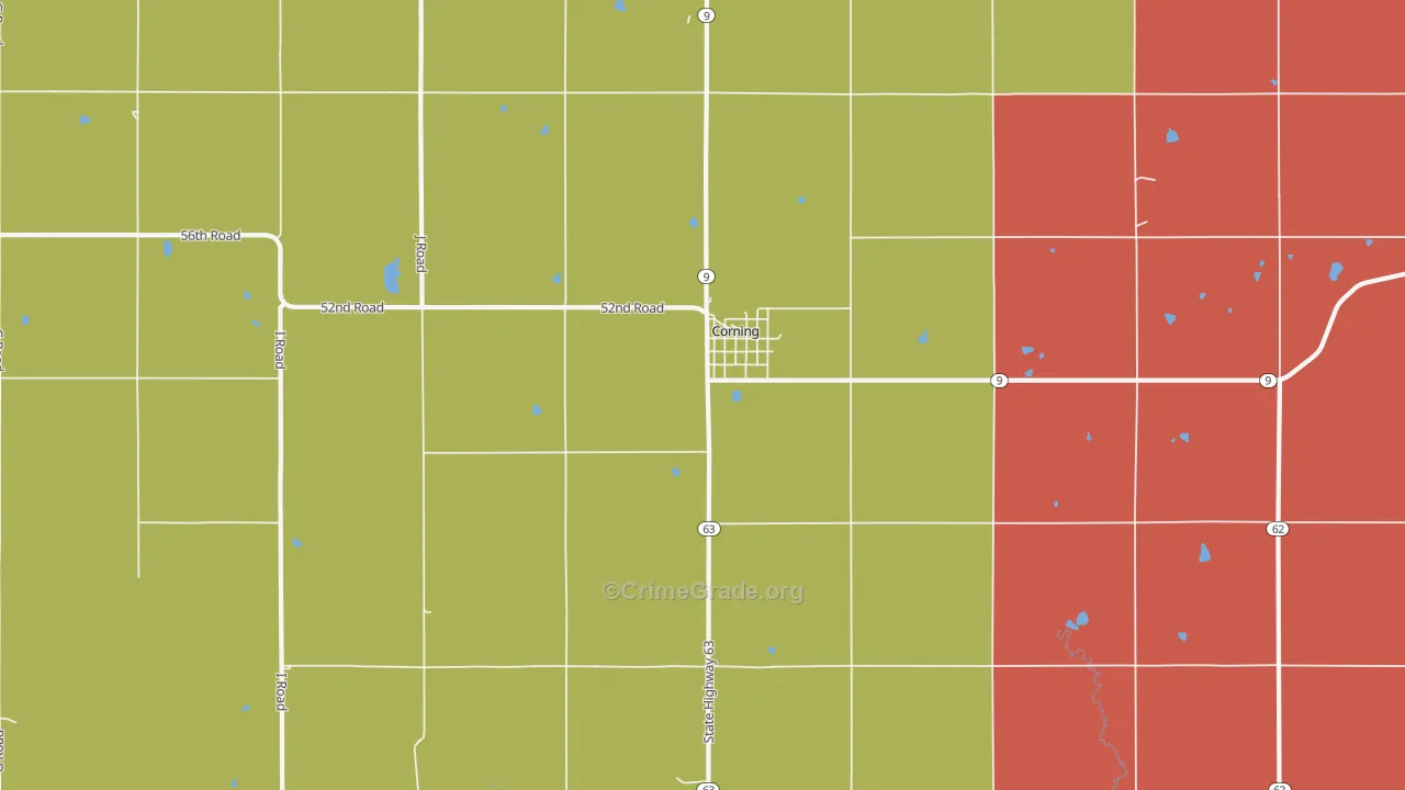Corning, KS Map of Robbery Rates