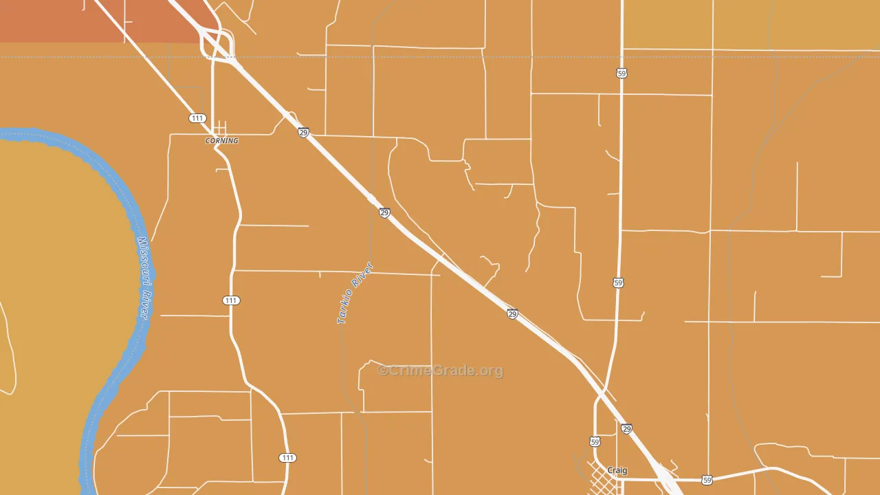 Corning, MO Map of Robbery Rates