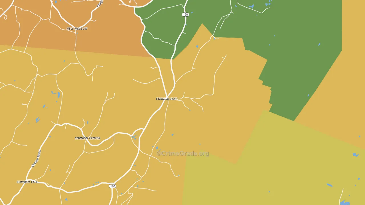 Cornish Flat, NH Map of Robbery Rates