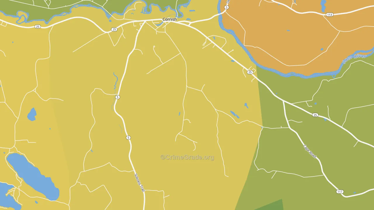 Cornish, ME Map of Robbery Rates