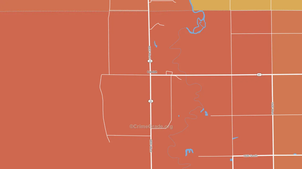 Cornish, UT Map of Robbery Rates