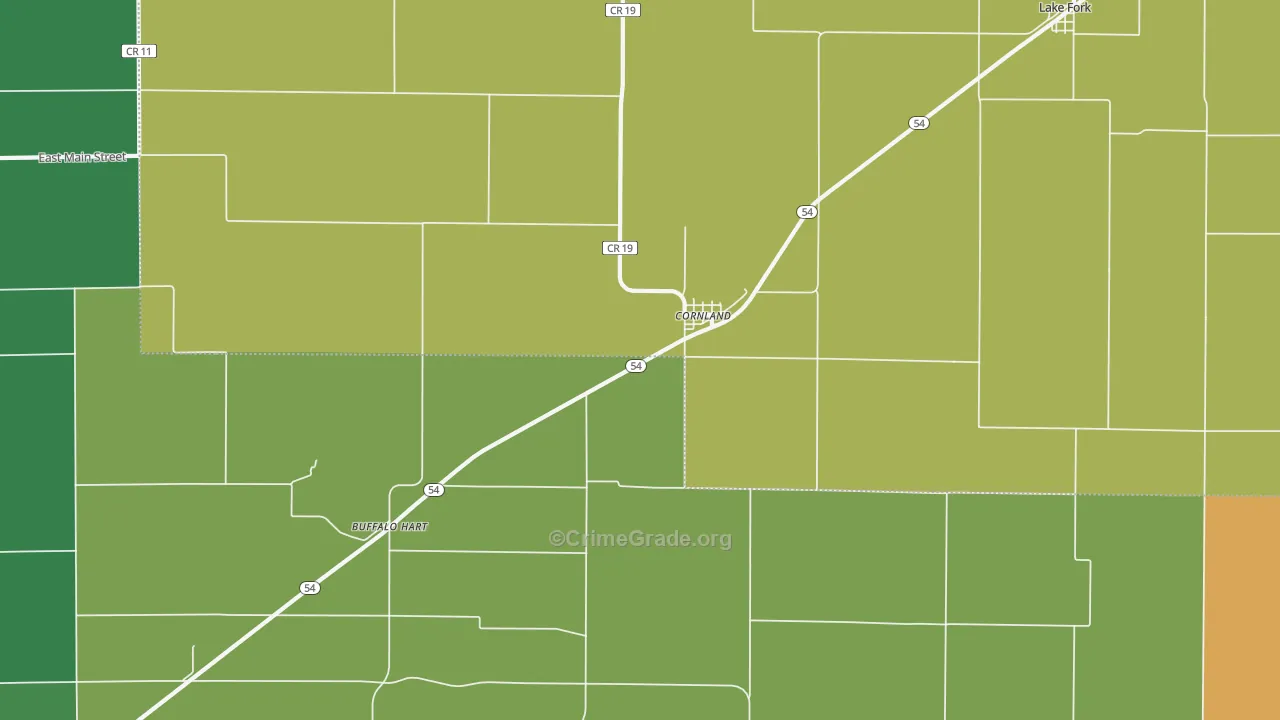 Cornland, IL Map of Robbery Rates