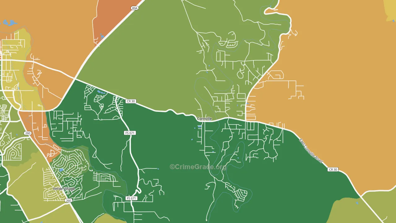 Cornville, AZ Map of Robbery Rates