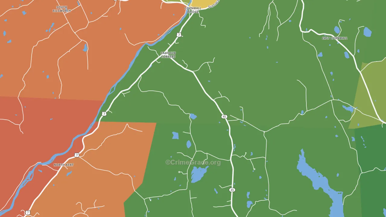 Cornwall Bridge, CT Map of Robbery Rates