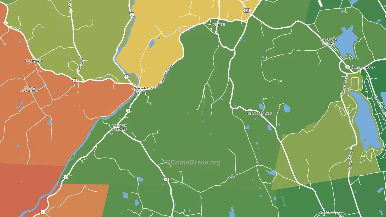 Cornwall, CT Map of Robbery Rates