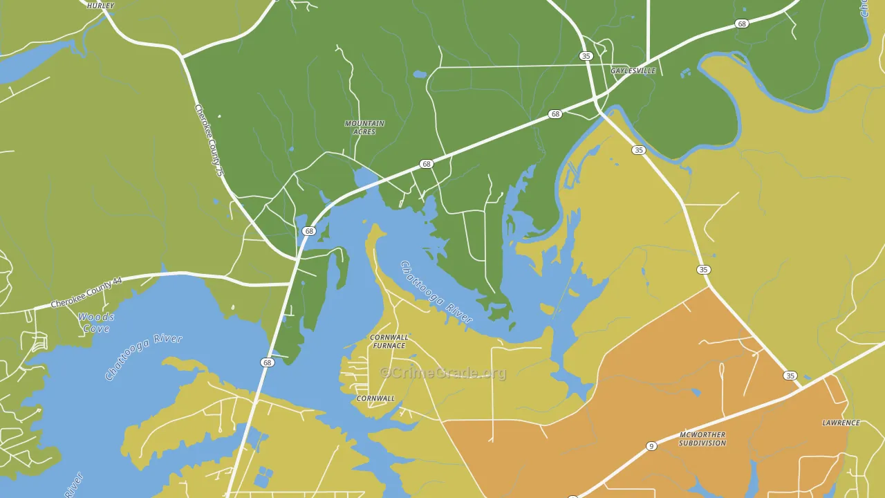 Cornwall Furnace, AL Map of Robbery Rates