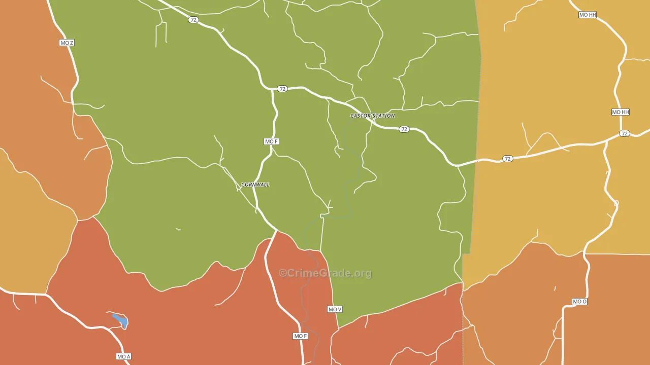 Cornwall, MO Map of Robbery Rates