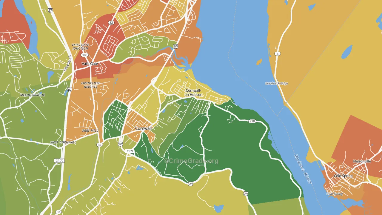 Cornwall On Hudson, NY Map of Robbery Rates