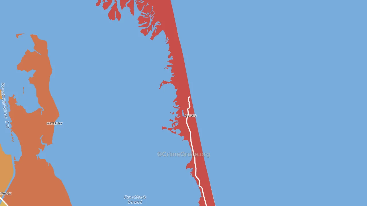 Corolla, NC Map of Robbery Rates
