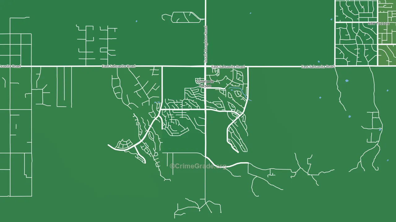 Corona de Tucson, AZ Map of Robbery Rates