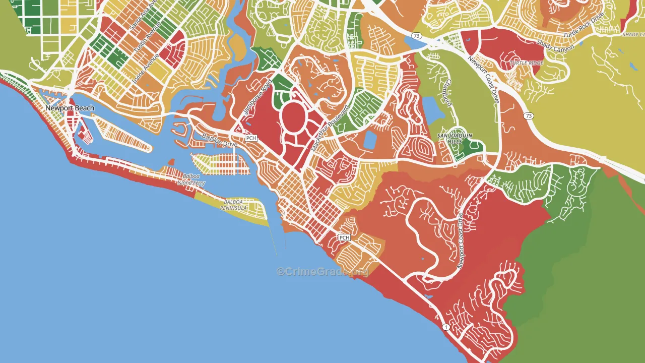 Corona Del Mar, CA Map of Robbery Rates