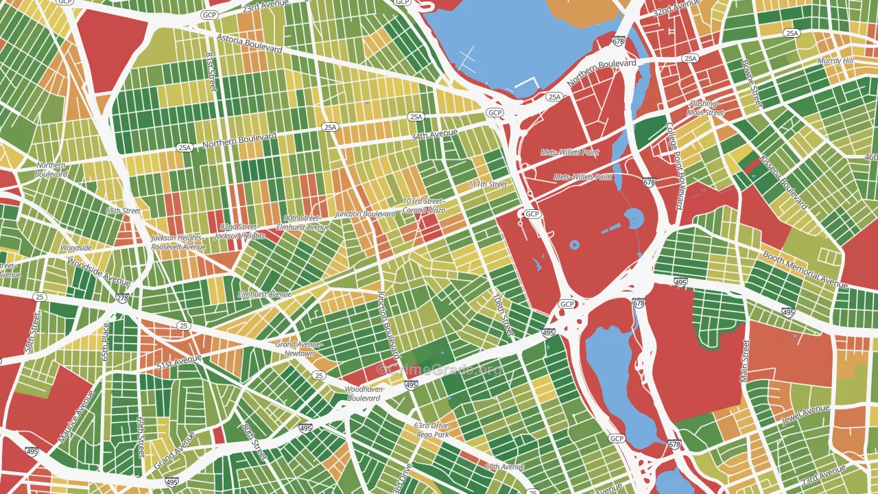 Corona, Queens, NY Map of Robbery Rates