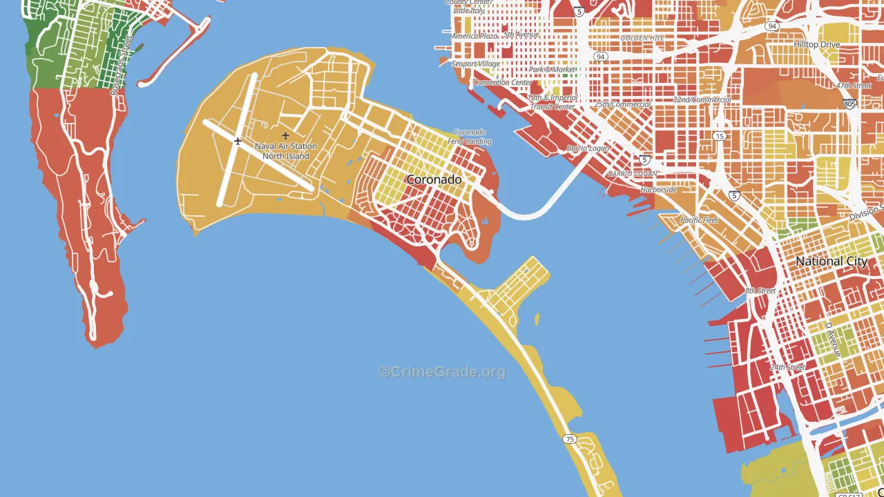 Coronado, CA Map of Robbery Rates