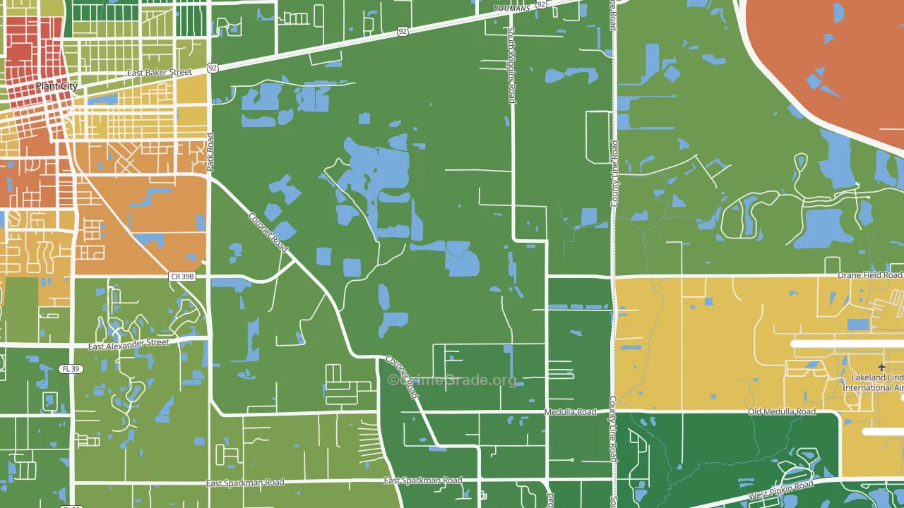 Coronet, FL Map of Robbery Rates