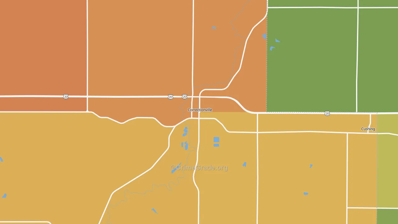Correctionville, IA Map of Robbery Rates
