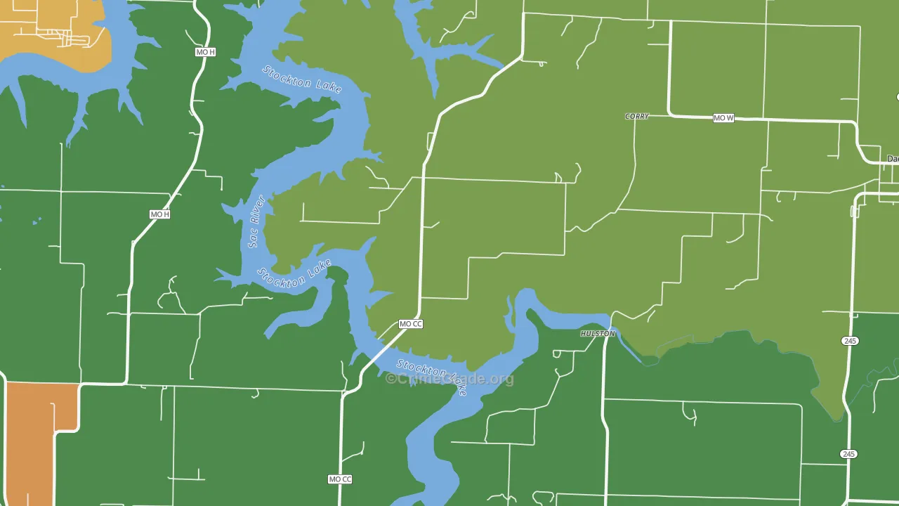 Corry, MO Map of Robbery Rates