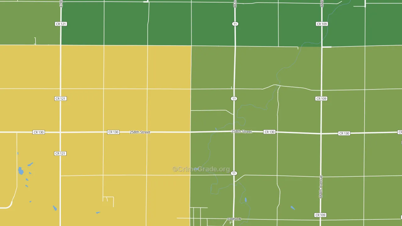 Corson, SD Map of Robbery Rates