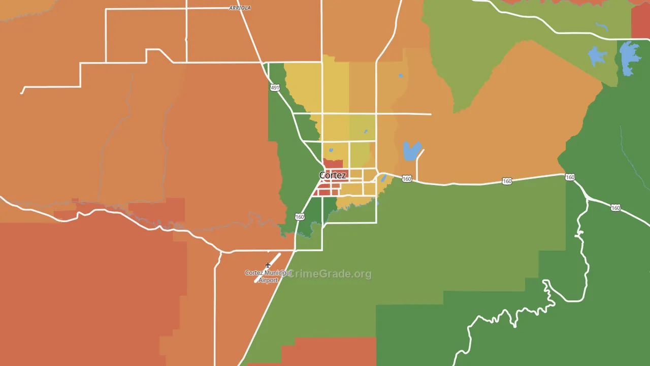 Cortez, CO Map of Robbery Rates
