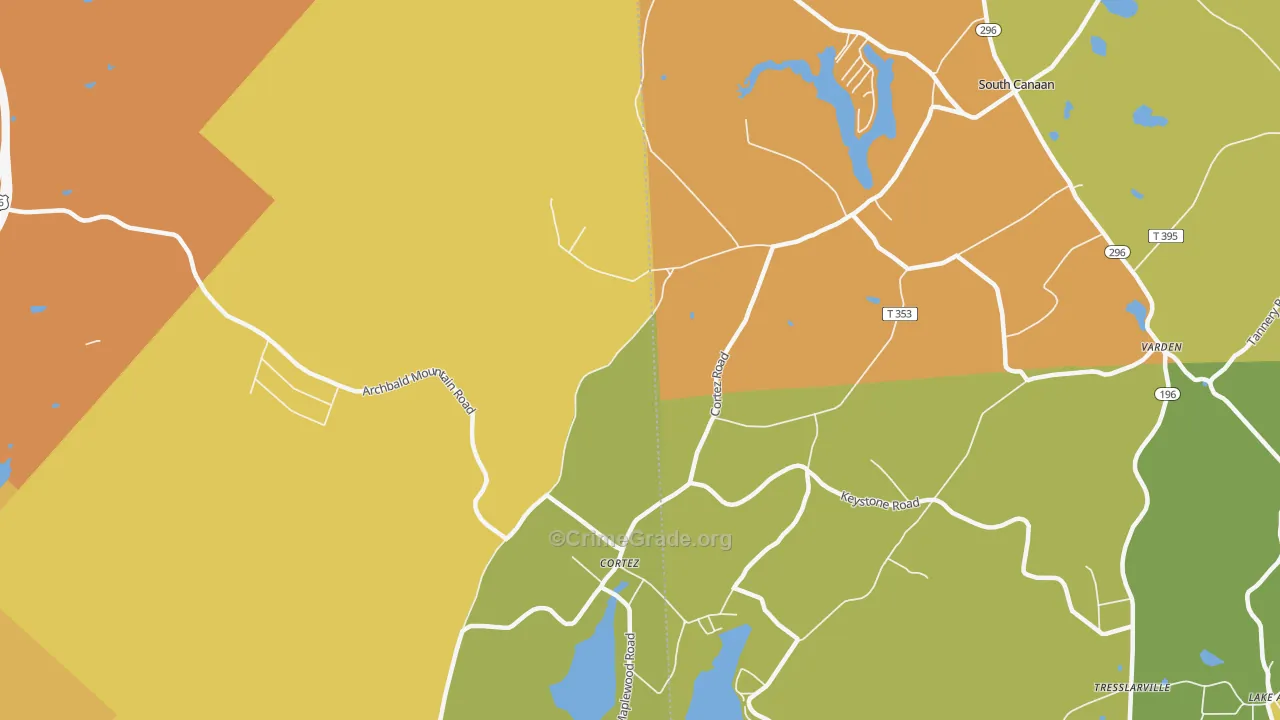 Cortez, PA Map of Robbery Rates