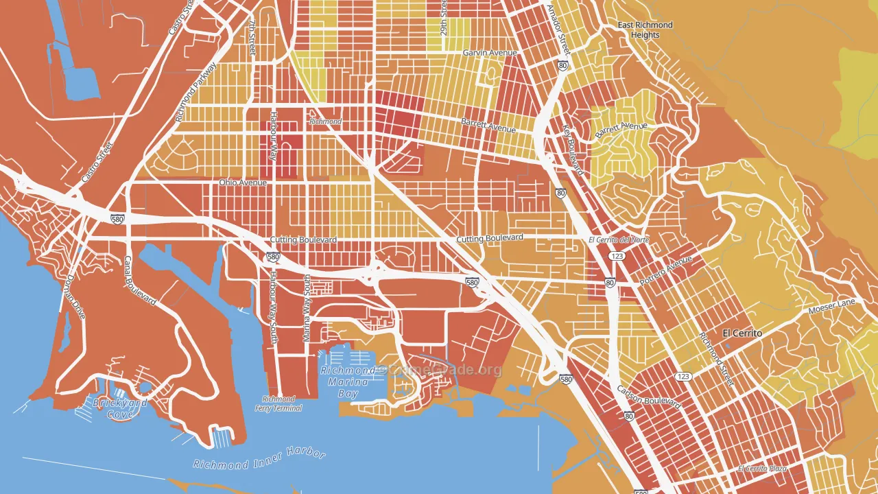 Cortez-Stege, Richmond, CA Map of Robbery Rates