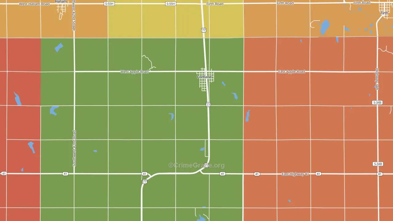 Cortland, NE Map of Robbery Rates
