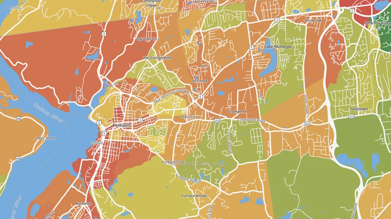 Cortlandt Manor, NY Map of Robbery Rates