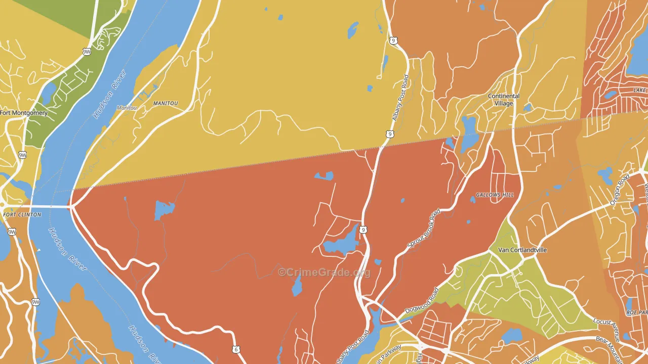 Cortlandt, NY Map of Robbery Rates