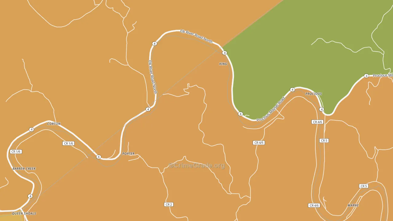 Corton, WV Map of Robbery Rates