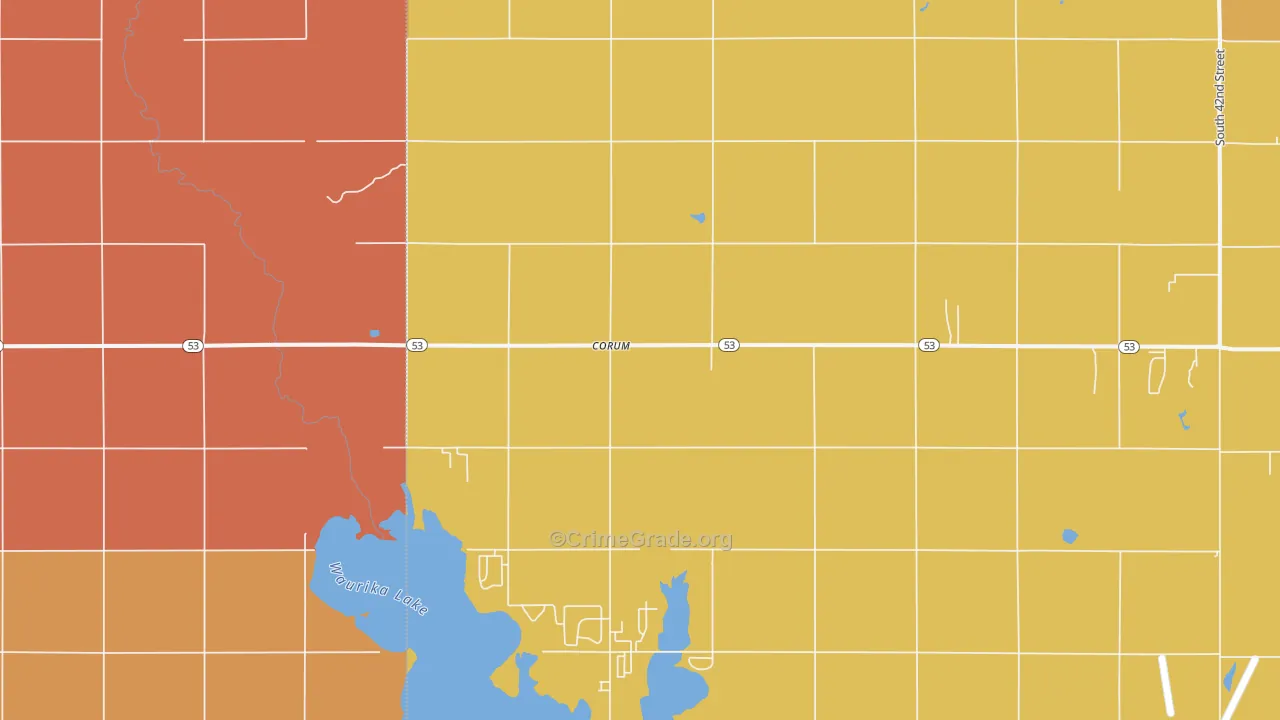 Corum, OK Map of Robbery Rates