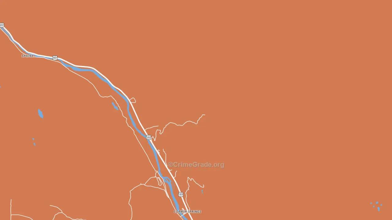 Corwin Springs, MT Map of Robbery Rates