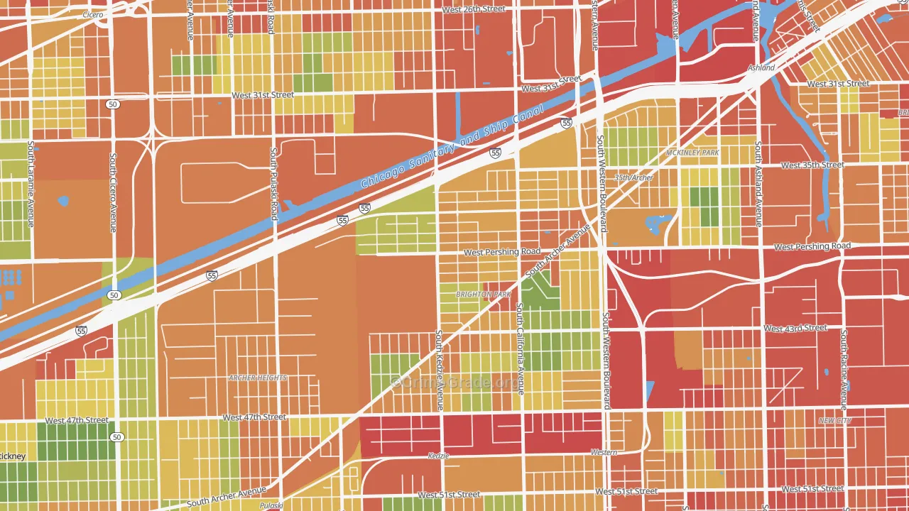 Corwith, Chicago, IL Map of Robbery Rates