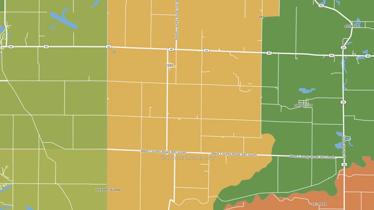 Cory, IN Map of Robbery Rates