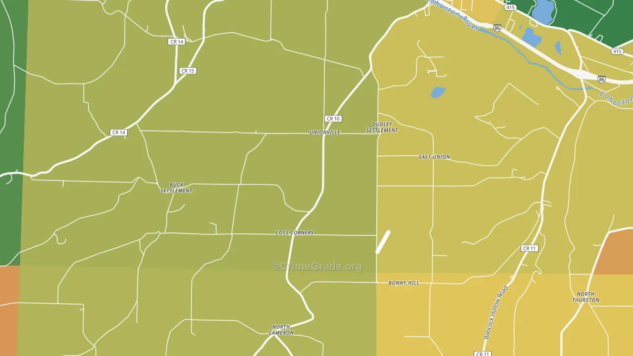 Coss Corners, NY Map of Robbery Rates