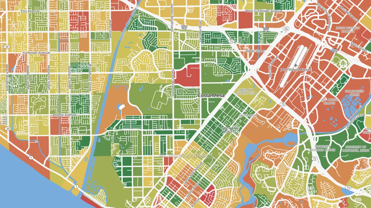 Costa Mesa, CA Map of Robbery Rates