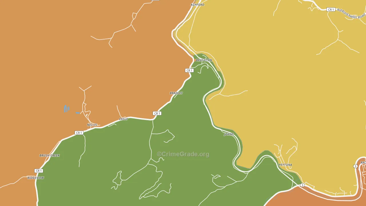 Costa, WV Map of Robbery Rates
