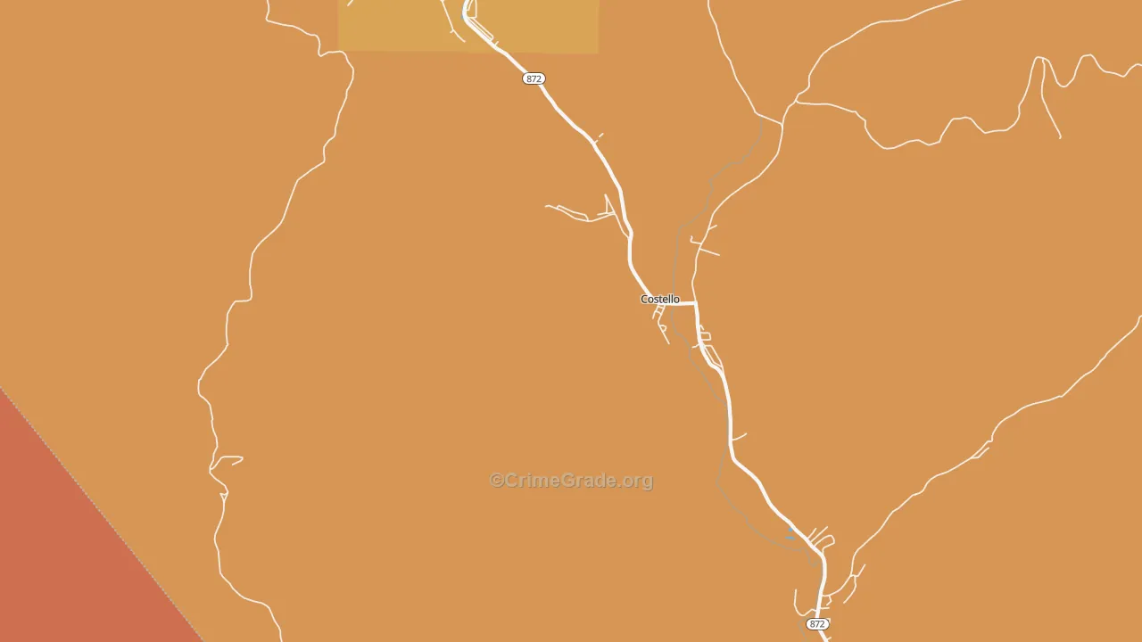 Costello, PA Map of Robbery Rates