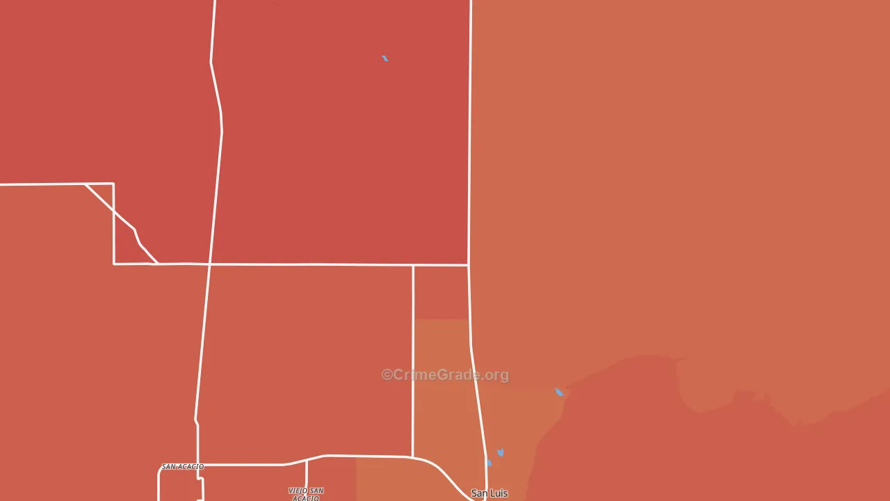 Costilla County, CO Map of Robbery Rates
