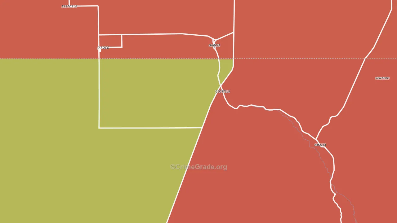 Costilla, NM Map of Robbery Rates