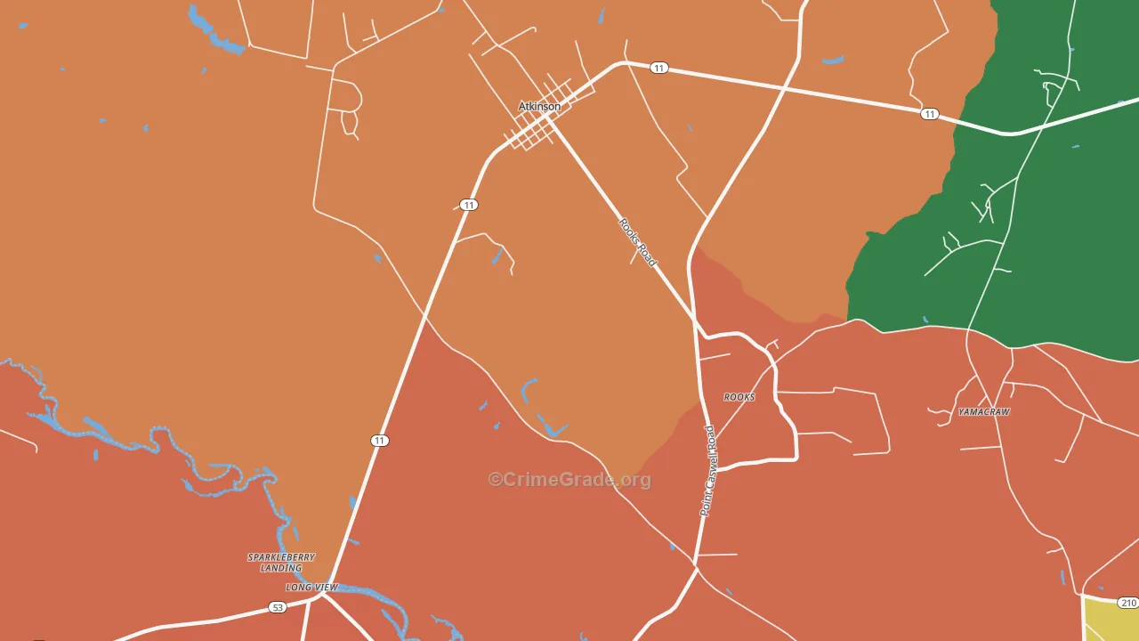 Costin, NC Map of Robbery Rates