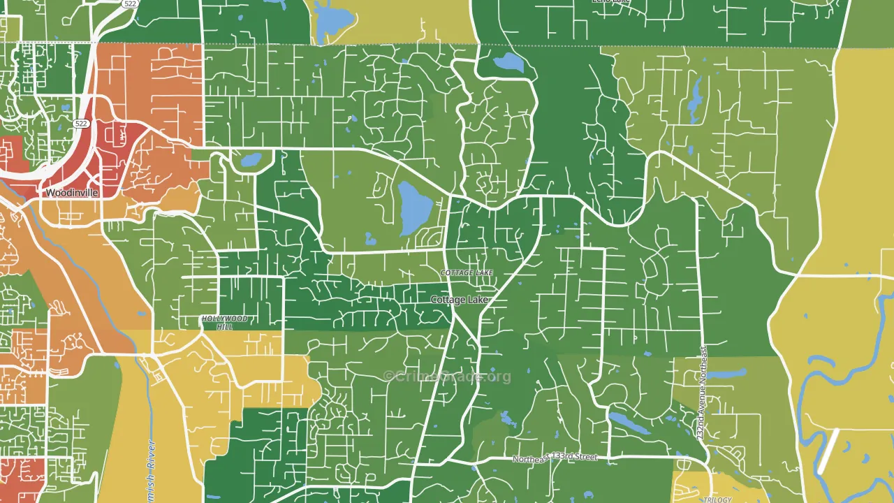 Cottage Lake, WA Map of Robbery Rates