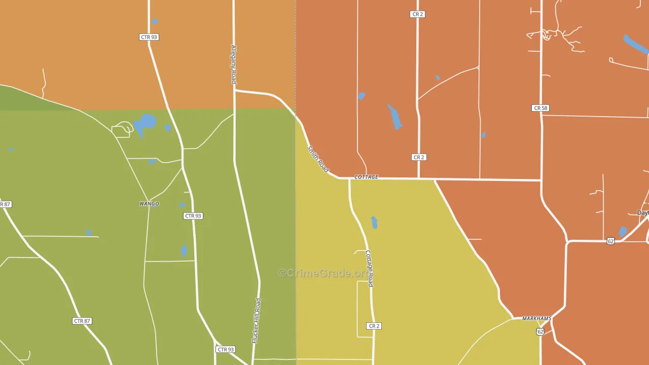 Cottage, NY Map of Robbery Rates