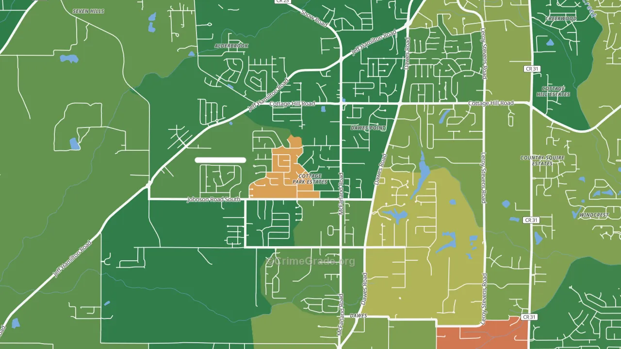 Cottage Park, Mobile, AL Map of Robbery Rates