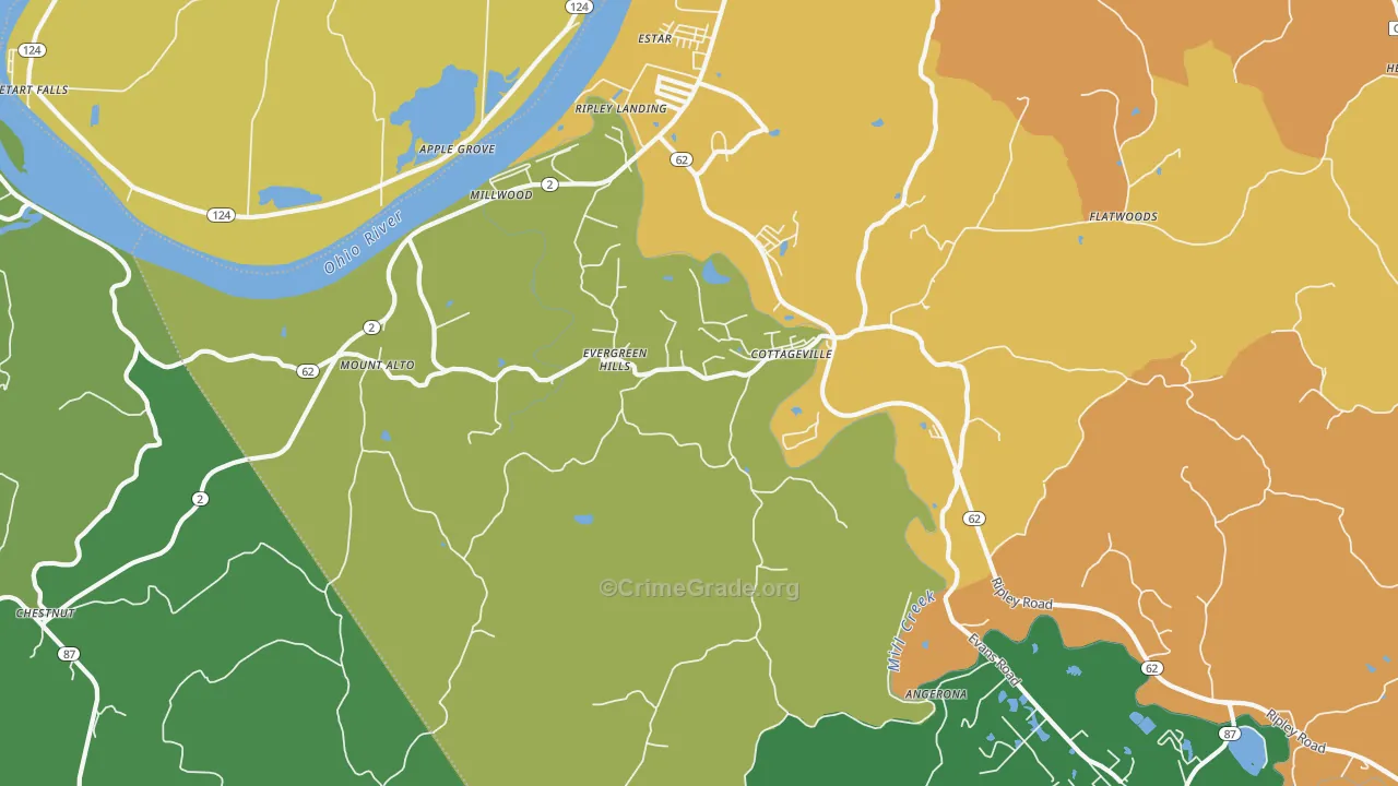 Cottageville, WV Map of Robbery Rates