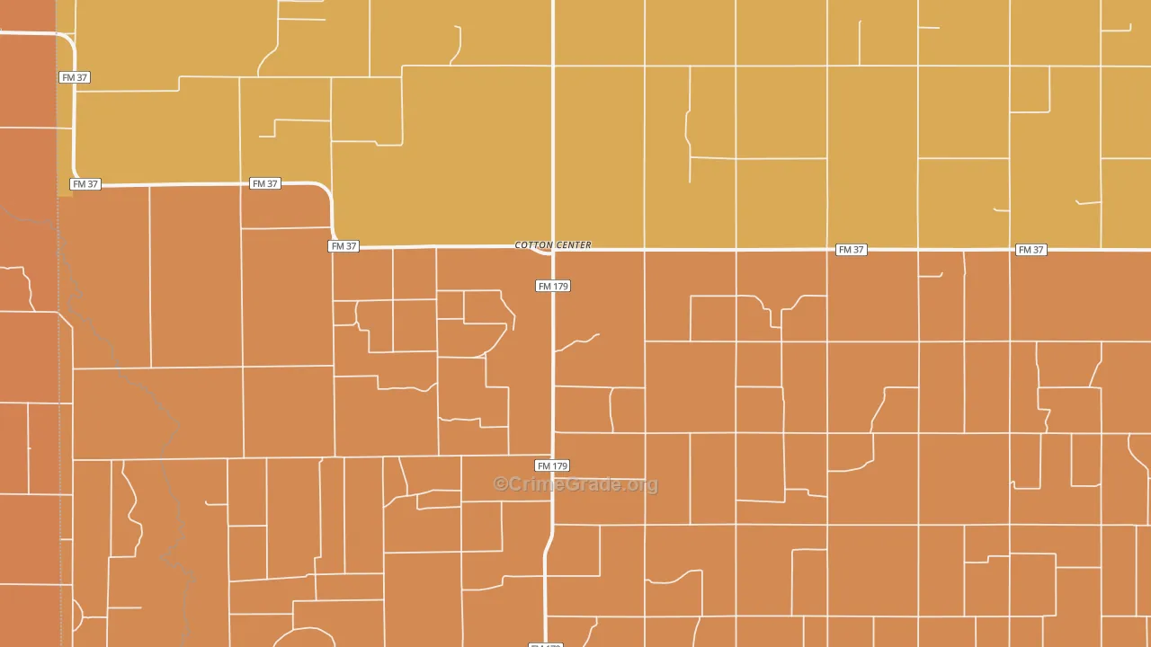 Cotton Center, TX Map of Robbery Rates
