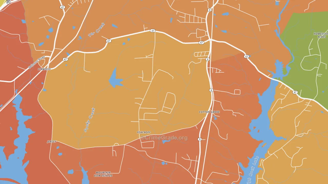 Cotton Grove, NC Map of Robbery Rates
