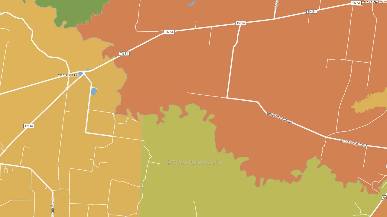 Cotton Lake, TN Map of Robbery Rates