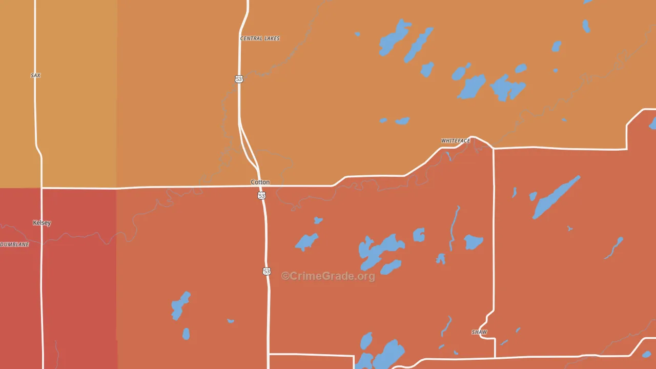 Cotton, MN Map of Robbery Rates